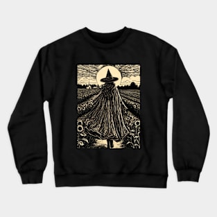 Vintage Witch in Sunflower Field Crewneck Sweatshirt